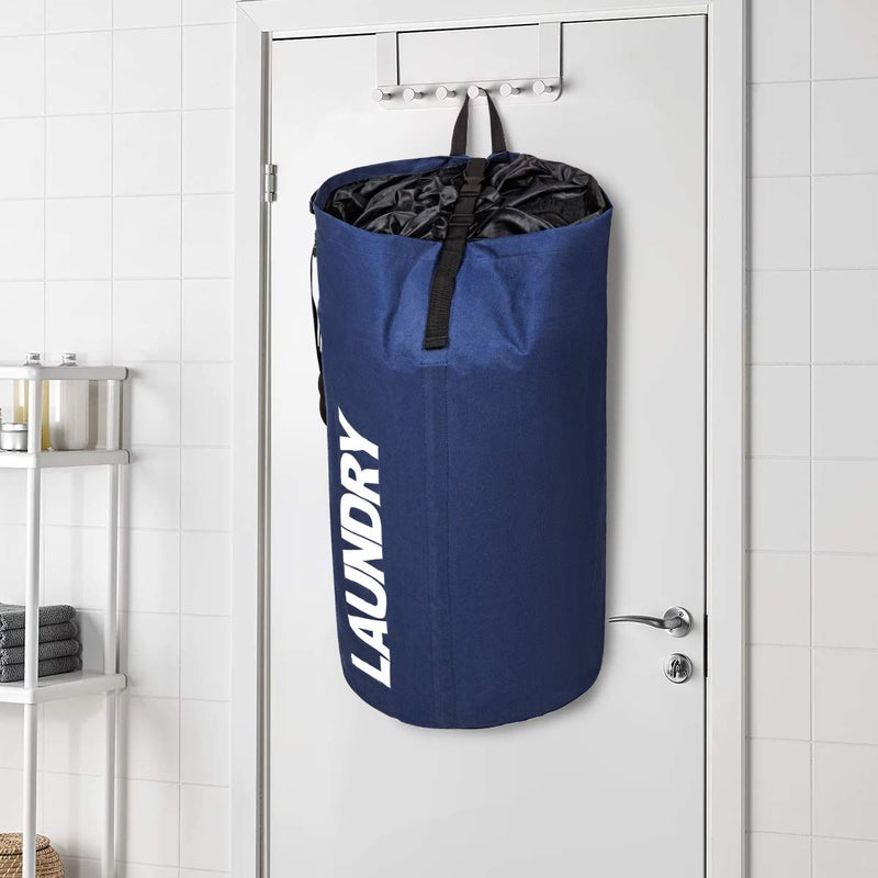 Chrislley 106L Extra Large Laundry Hamper with Drawstring Dorm Room Backpack Laundry Bag Collapsible Laundry Basket for College Students Travel Day Tripï¼ˆDark Blueï¼‰ - Image 3